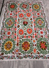 Cotton suzani throw bedspreads wall hanging table cover uzbek woolen embroidery
