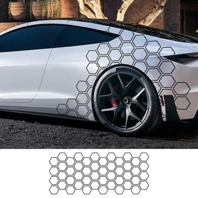 Car Body Waist Line Sticker Honeycomb Graphic Hexagon Decal Decor Accessories