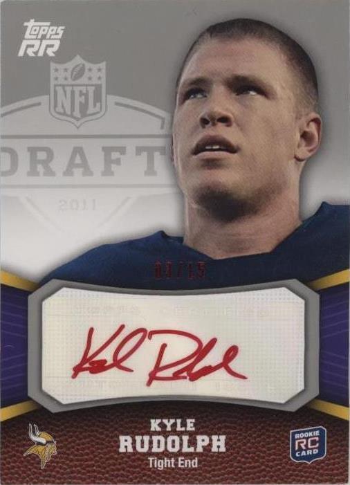 Kyle Rudolph Rookie Card 2011 Topps Rising Rookies - Kyle Rudolph #112 Rookie Autographs Red Ink ...