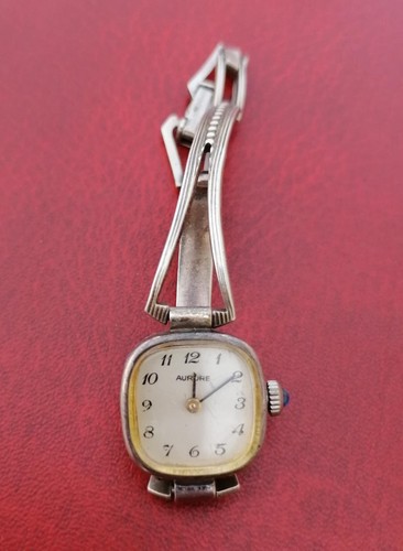 Vintage AURORE Damen Silber Mechanische Armbanduhr mit Saphir - Bild 1 von 9