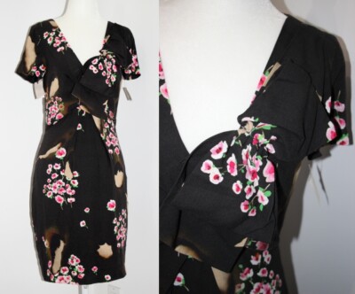 MOSCHINO COUTURE Jeremy Scott BURNT EFFECT FLORAL DRESS FRONT BOW SZ 4-6  $1345 | eBay