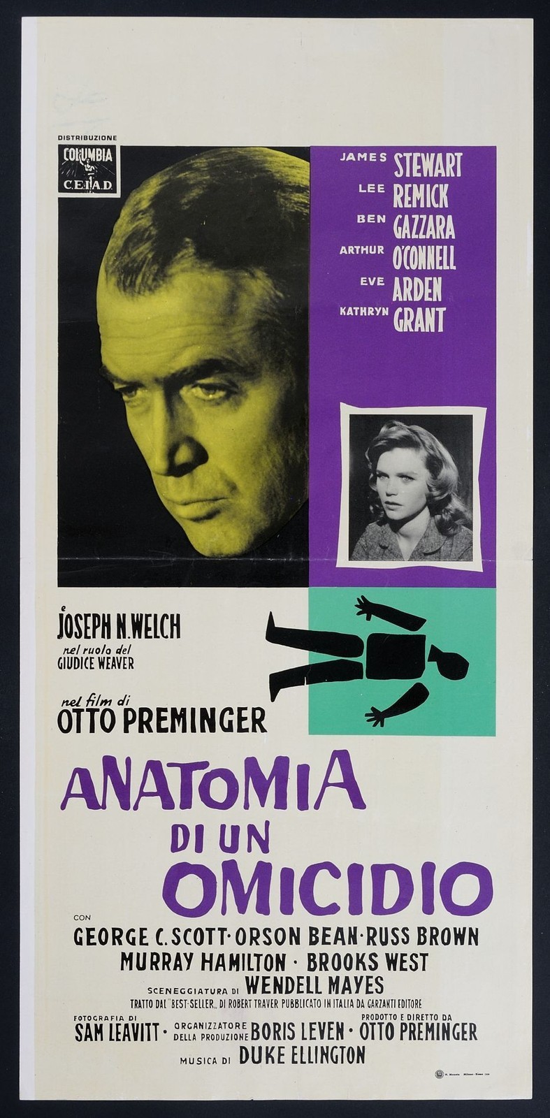 Locandina originale film Anatomia di un omicidio (1959) - Regia di Otto Preminger