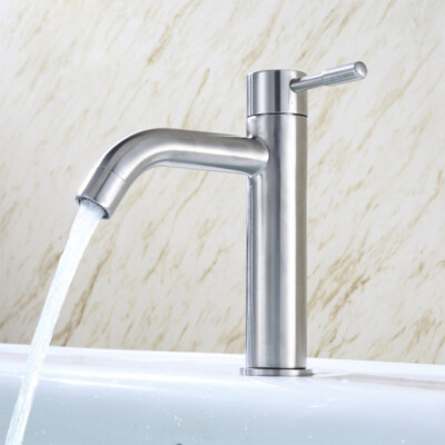 Bathroom Basin Faucet Stainless Steel Kitchen Sink Single Cold Water Tap Hole Ro