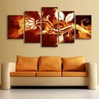 Fire Flowers Framed 5 Piece Canvas Wall Art