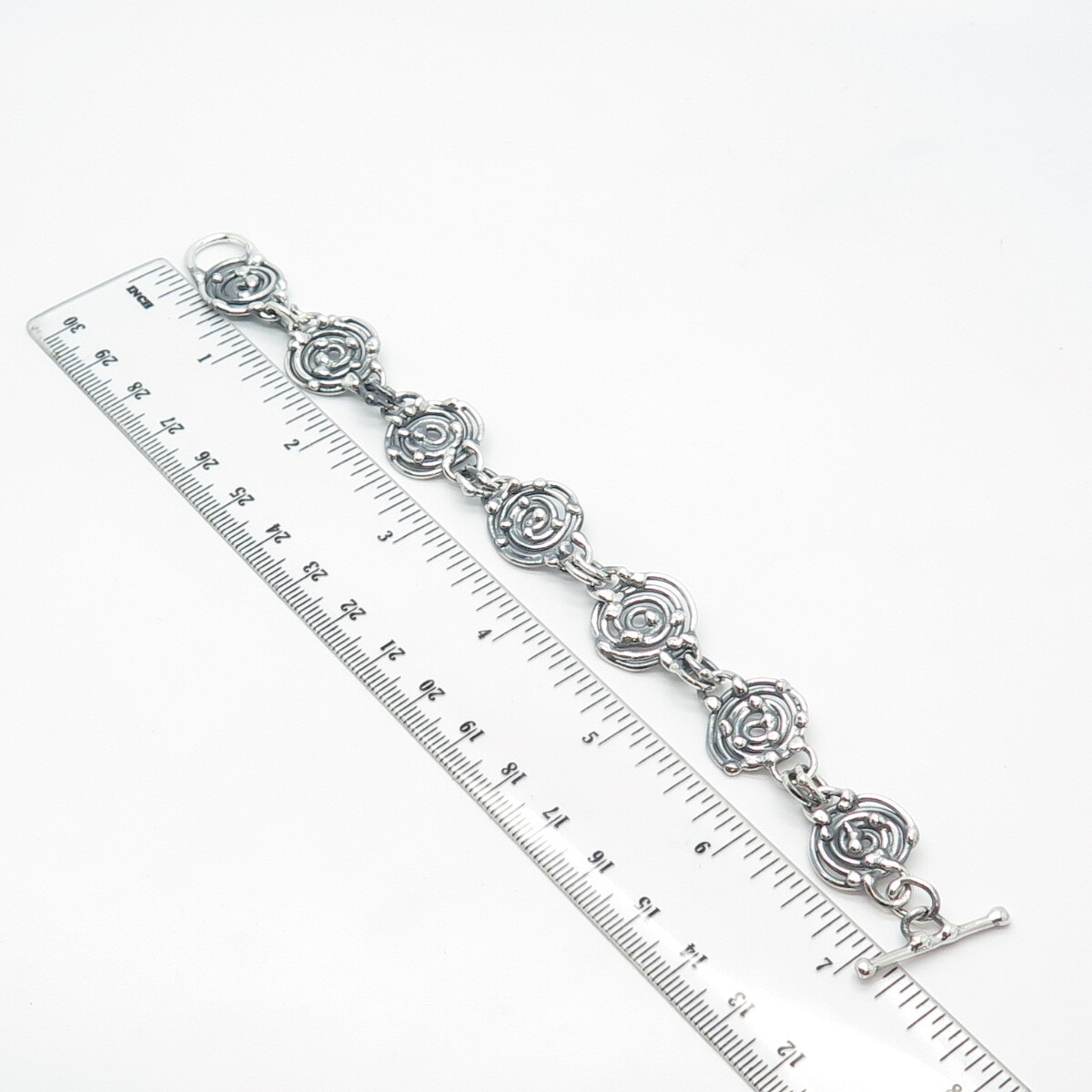 925 Sterling Silver Vintage Spiral Ethnic Link Bracelet 6.75