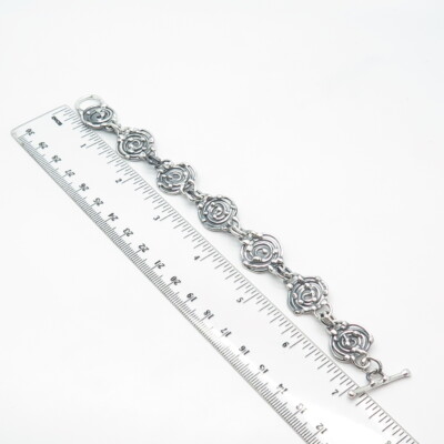 925 Sterling Silver Vintage Spiral Ethnic Link Bracelet 6.75