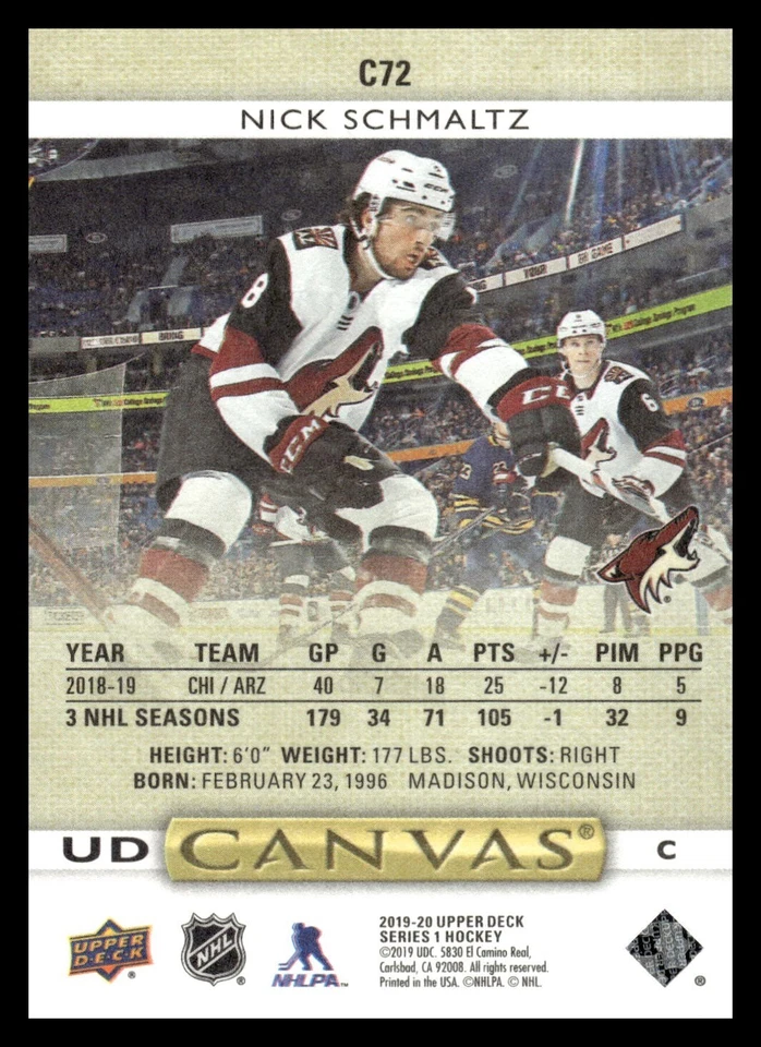 2019-20 Upper Deck - Ud Canvas Nick Schmaltz #C72 - Image 2 of 2