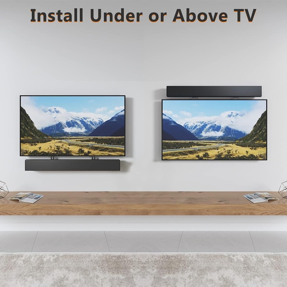 WALI Soundbar Mount Bracket, for Mounting Under or Above TV, with 2