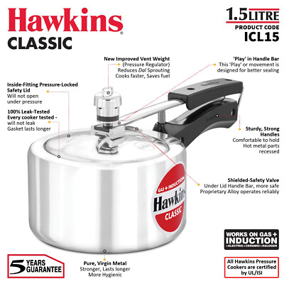Hawkins Litre Classic Pressure Cooker Induction compatible