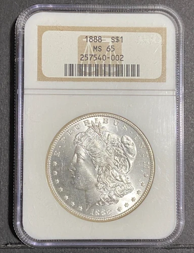 1888 Morgan Silver Dollar NGC MS65 Uncirculated GEM BU Older Holder