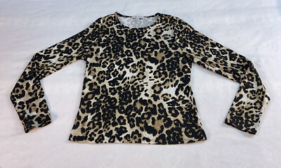Gaze Animal Print Long Sleeve Shirt Soft Stretch Woman s Sz M￼￼￼