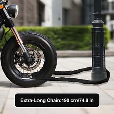 Heavy Duty Steel Strong Motorcycle Bike Aafety Chain and Padlock Lock1.9m x 10mm
