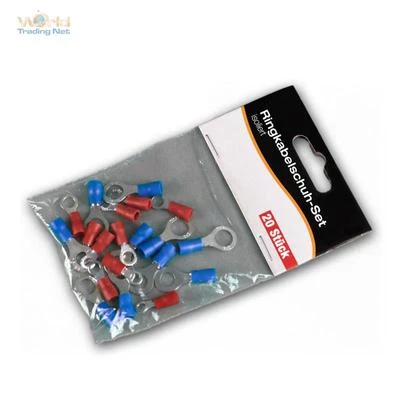 WORLD-TRADING-NET Set di 20 capicorda ad anello isolati rosso e blu, cavi alti ad anello, capicorda ad anello