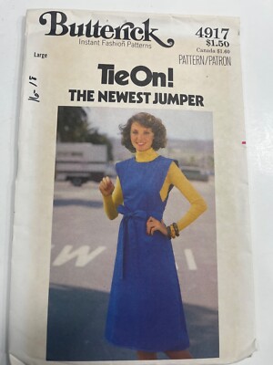 Butterick 4917 Vintage sewing pattern Womans sz Lg 16/18 TIE ON JUMPER ...