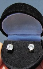 14k White Gold Natural White VVS-VS Sapphire Earrings 2.06 CTW Screw Backs