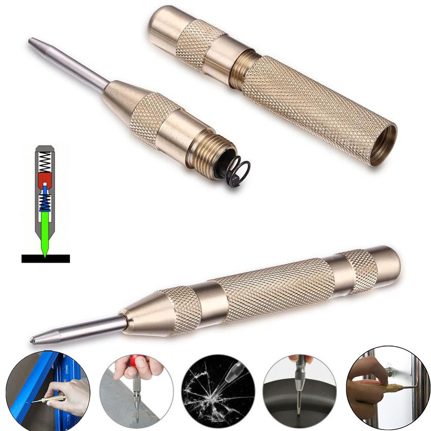 Automatic Centre Punch 5"" Heavy Duty Auto Center Punch Non Slip Grip 125mm.