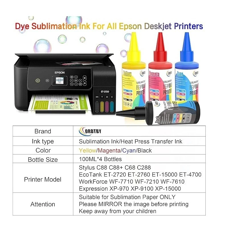 400ML Sublimation Ink Refills for Epson Inkjet Printers - Image 2 of 4