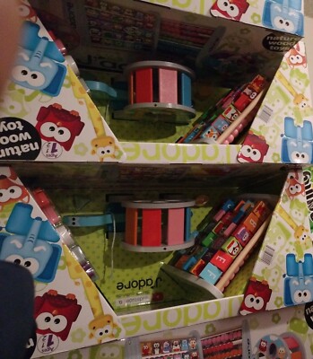 J'adore Wood 3 in 1 Baby Gift Set with Abacus, Turtle Pull Toy and Clock