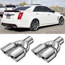 2.5" Inlet 3.5" Outlet Dual Exhaust Pipe Tips Stainless For Cadillac CT4-V CT5-V