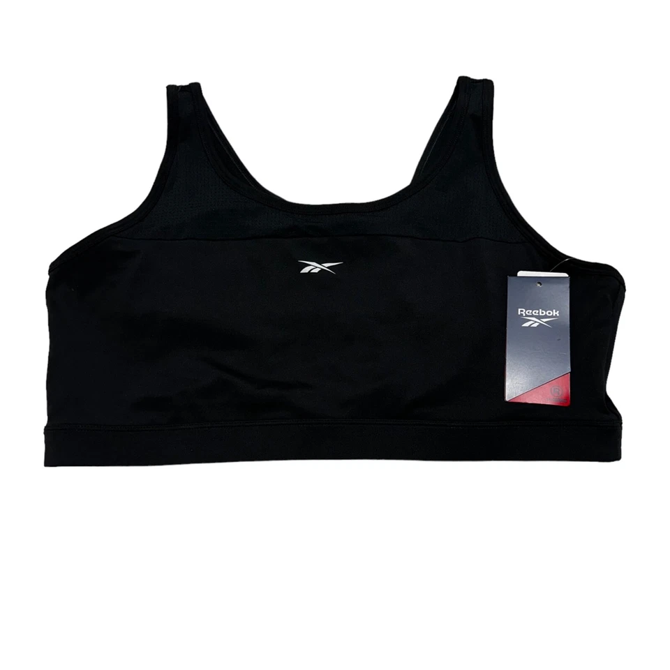 Sujetador deportivo Reebok nuevo con etiquetas para mujer talla grande 2X panel de malla negro espalda deportiva Foto 2 de 4