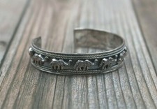  925 Multi-Elephant Cuff Bracelet 25.4g