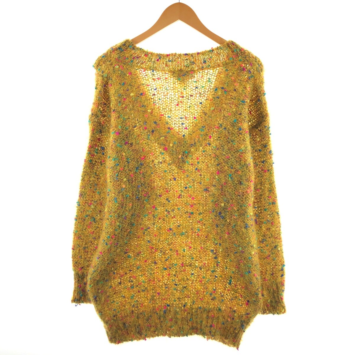 80'S 525 Color Nep V-neck Mohair Knit Sweater Made in USA