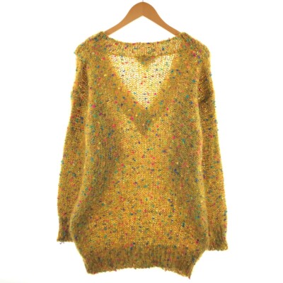 80'S 525 Color Nep V-neck Mohair Knit Sweater Made in USA