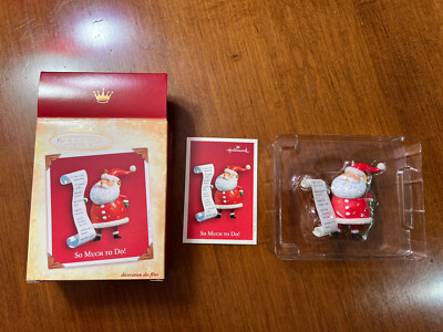 2004 HALLMARK Keepsake Ornament So Much To Do SANTA LIST Christmas W Box & Card