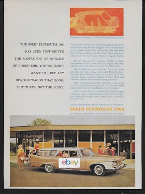 PLYMOUTH STATION WAGON FOR 1960 GOES TO SCHOOL WITH UNIBODY LAST 20 YRS AD
