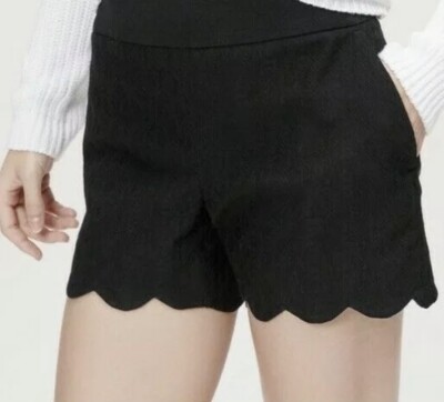 ANN TAYLOR LOFT $59 Black Scalloped Riviera Shorts 0 XS EUC SOLD OUT