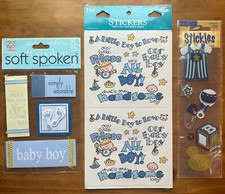 Lot of 3 Packs Baby Boy Scrapbook Stickers Embellishments Assorted Brands Types