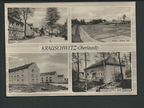 KRAUSCHWITZ / OL << 4 Ans. u.a. H.Just-Stadion, Lehrlingswohnheim....>> s/w AK