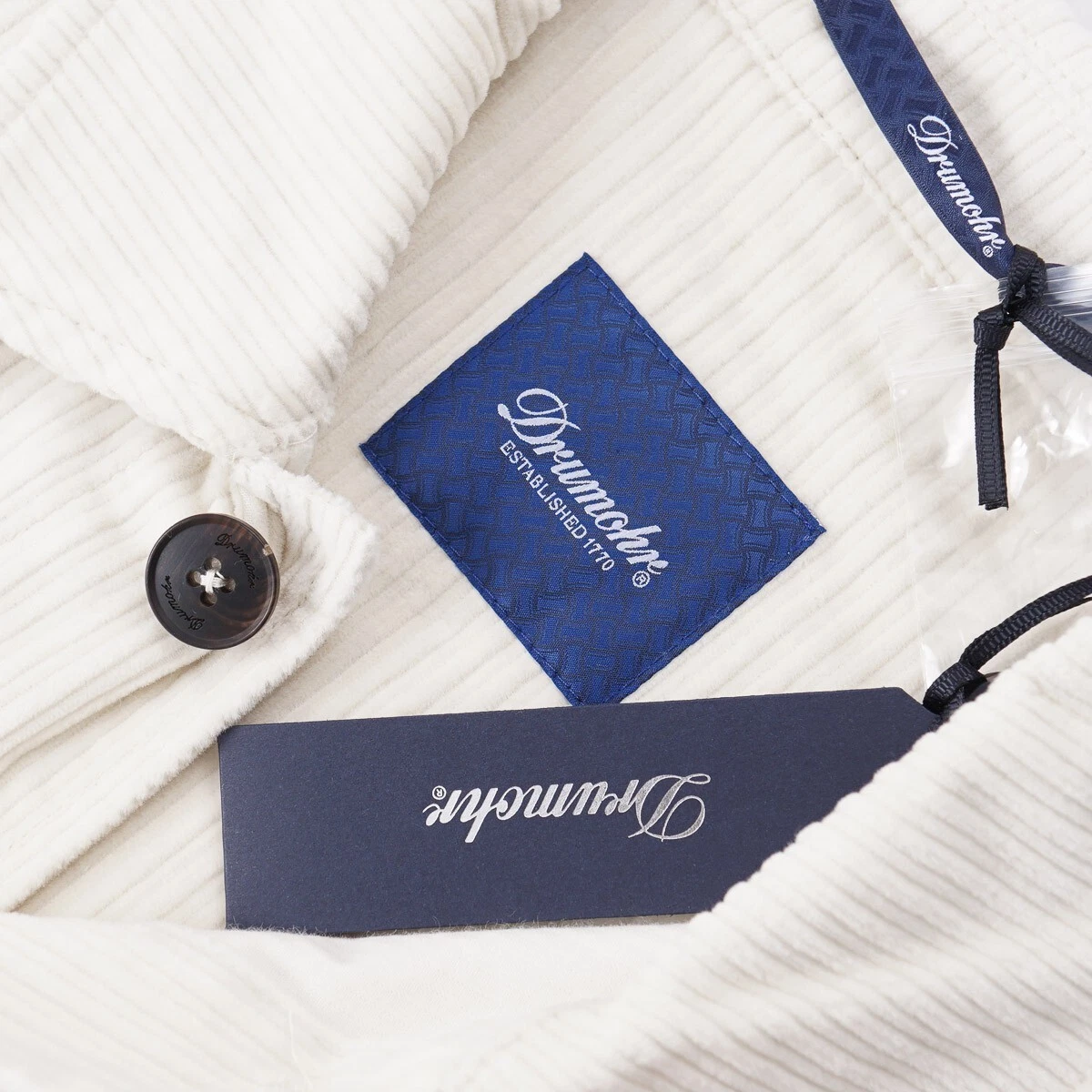 Drumohr Ivory White Wide-Wale Corduroy Cotton Shirt-Jacket L (Eu 50) NWT - product detail image 5