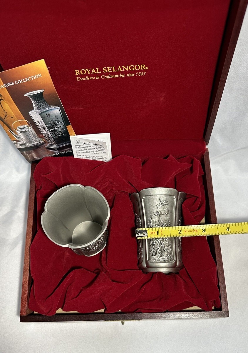 RARE! ROYAL SELANGOR PEWTER PAIR OF FOUR SEASONS COLLECTION CUPS