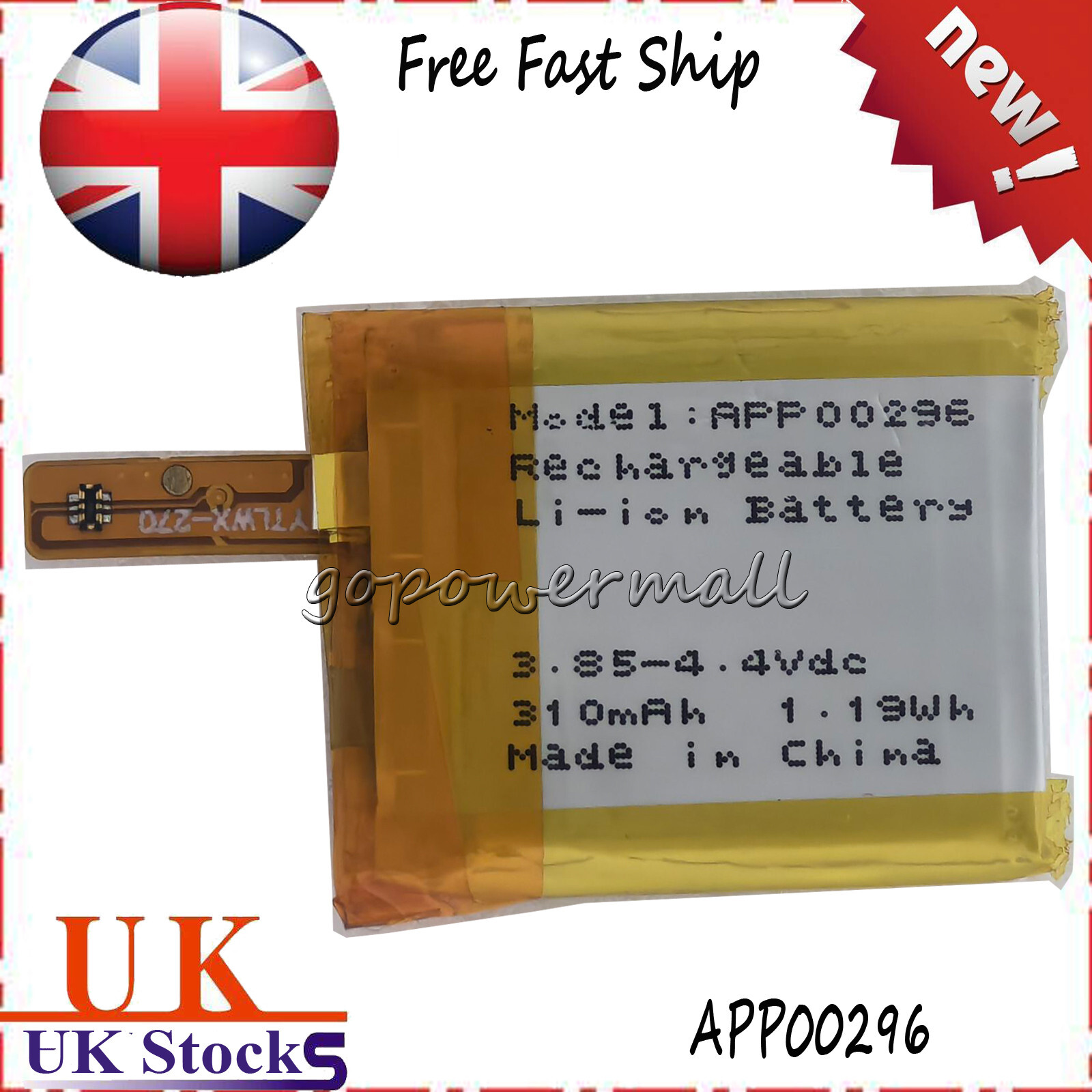 NEW APP00296 Battery For Apack fossil Gen 5 Fossil Julianna HR FTW6035 310mAh