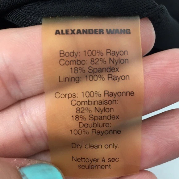 Abito donna T Alexander Wang taglia XS nero senza maniche maglia ritaglio bodycon