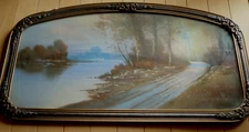 ALBERT GLATTHAAR LISTED PASTEL IMPRESSIONIST LANDSCAPE RIVER ROAD BEAUTY ANTIQUE