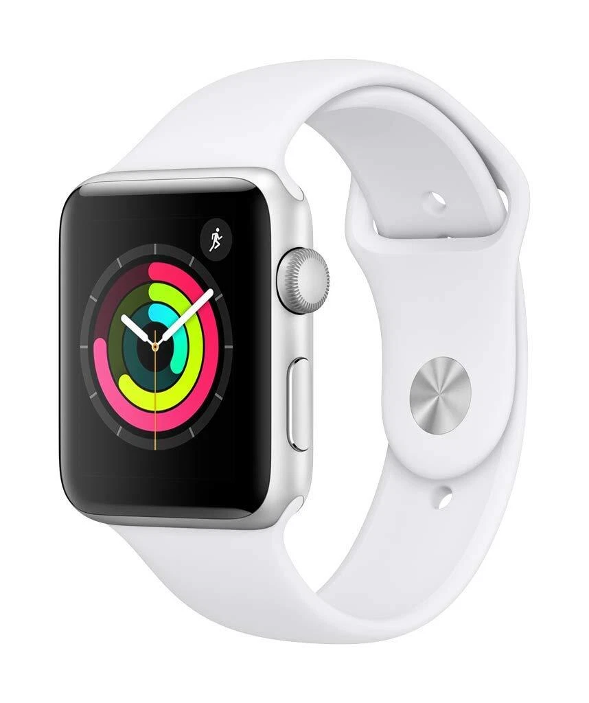 Apple Watch 3 42mm GPS Silver Case White Band MTF22LL/A Excellent