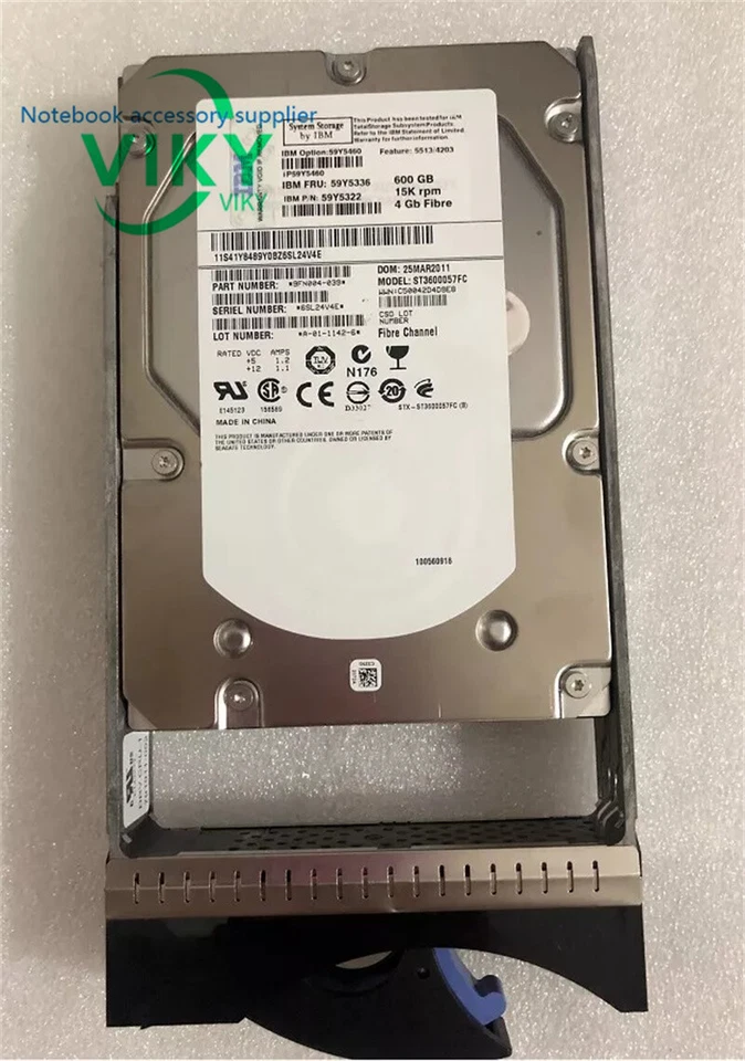 IBM 59Y5336 59Y5460 59Y5322 59Y5338 600GB 15K HP 4G 3.5" FC-AL HARD DRIVE - Image 3 of 4