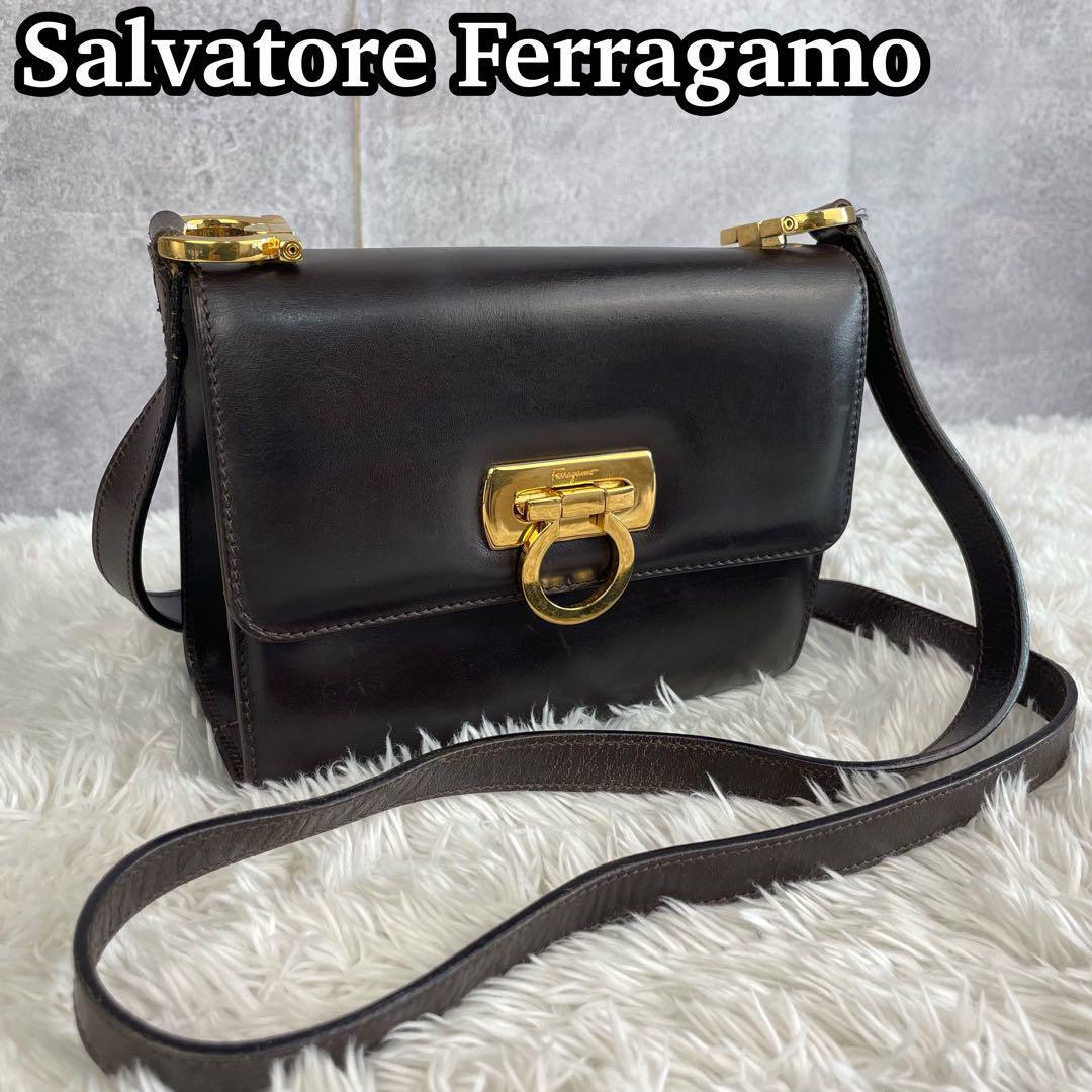 Salvatore Ferragamo Shoulder Bag Gancini Leather Brown From Salvatore Ferragamo Shoulder Bag Gancini Leather Brown From