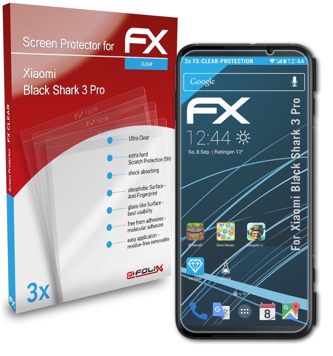 Protecteur D'écran Bruni (2x) Pour Xiaomi Black Shark 2 Pro - Film Clair Anti-rayures, Lavable - Neuf