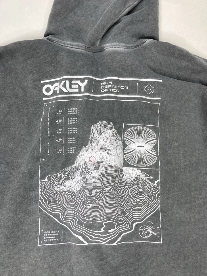 Oakley High Definition Optics Overdyed Graphic Full Zip Hoodie Men XXL Gray - Image 2 of 4
