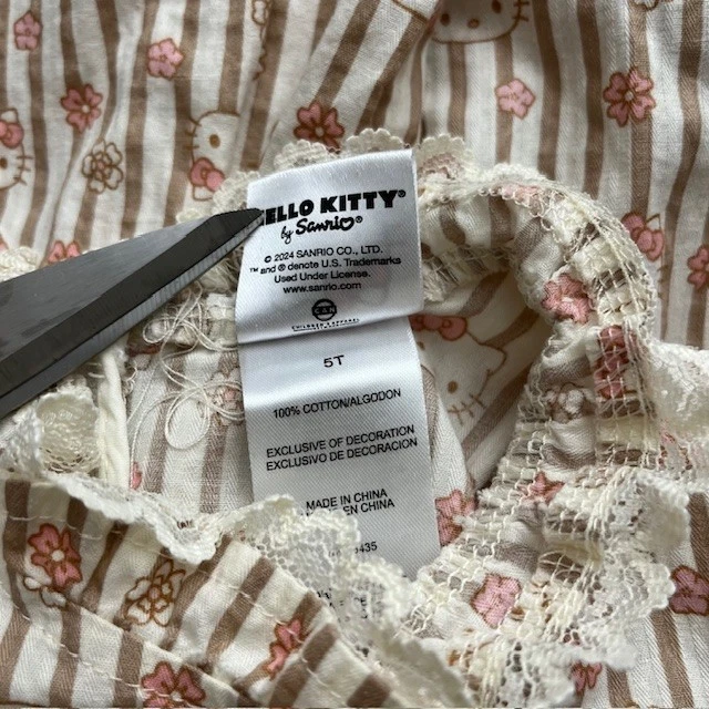 Hello Kitty на Sanrio розовый в полоску с оборками молнии платье для девочки размер 5T - Изображение 4 из 4