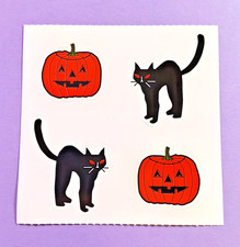vintage Halloween black cat jack-o-lantern large sticker module