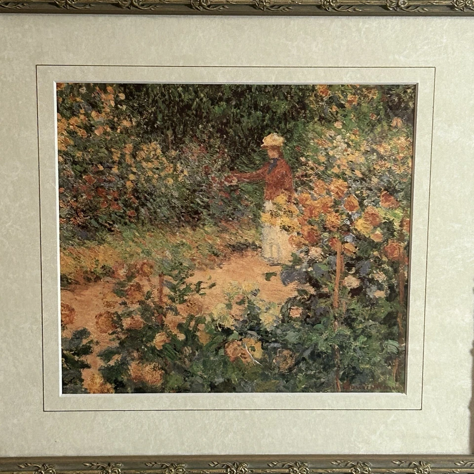 Vintage The Artists Garden at Giverny Claude Monet Art Print Mounted Framed - Image 2 of 4