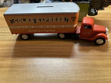 ERTL 1937 Ford Cab Coles Express Tractor Trailer Bank w/Key 1/43 Scale Die-cut