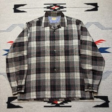 Vintag 1950s McGregor Loop Button Up Wool Flannel RARE Size Large XL Black