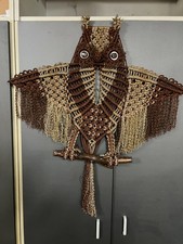 grande arazzo da parete vintage gufo in macramè