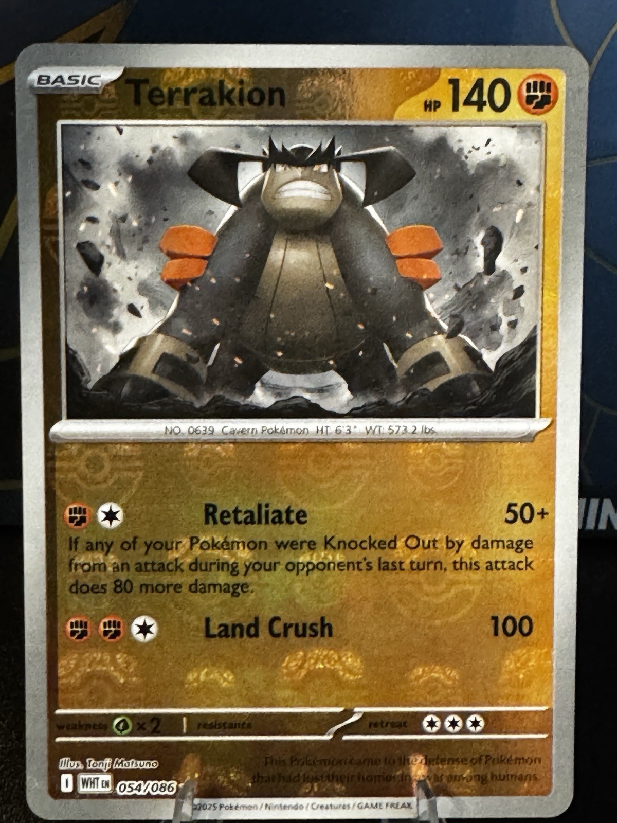 Terrakion (Master Ball Pattern) - 054/086 - Rare - Holo White Flare Near Mint