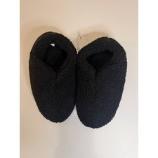 Victoria's Secret PINK Black Sherpa Slippers Size S 5-6 NWT